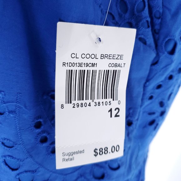 Chris McLaughlin Women Dress Cool Breeze Cotton Knee Length Blue Size 12 - NWT - Picture 6 of 8